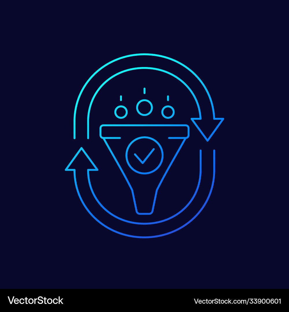 Filtering linear icon with funnel vector image