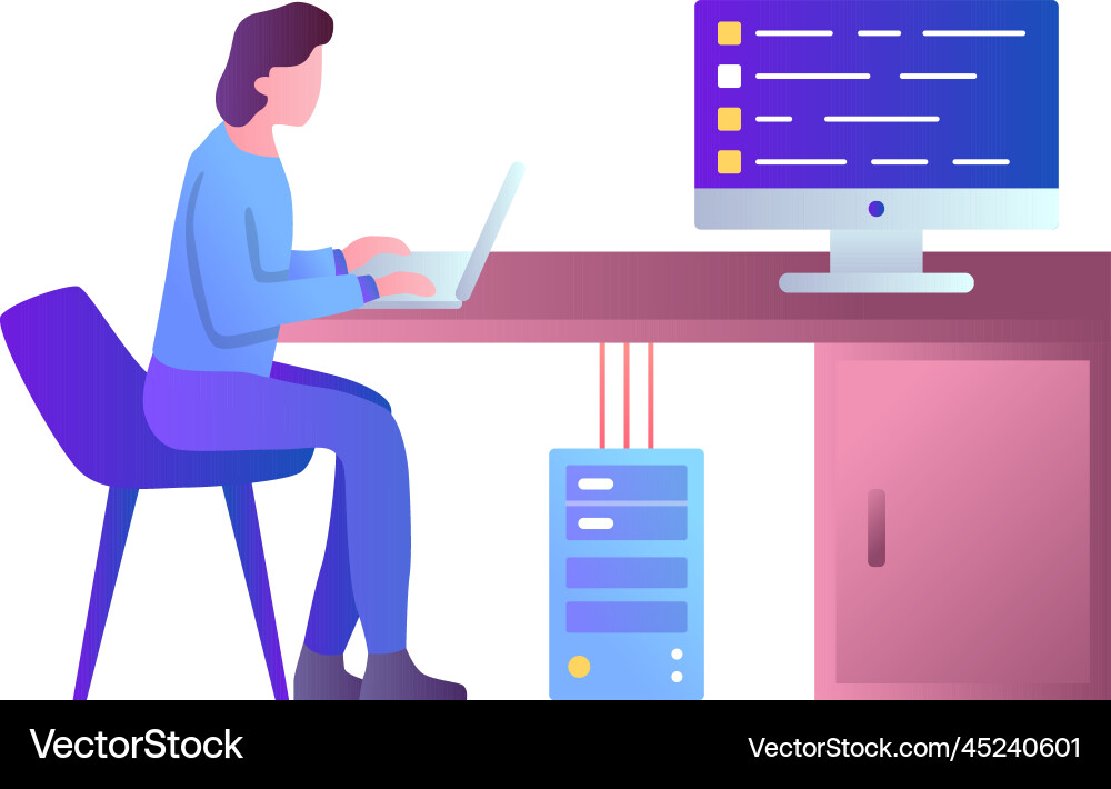 Man programmer working icon flat isolated vector image