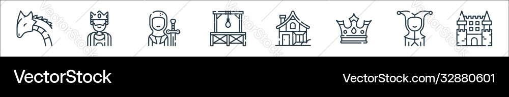 Medieval times line icons linear set quality Vector Image
