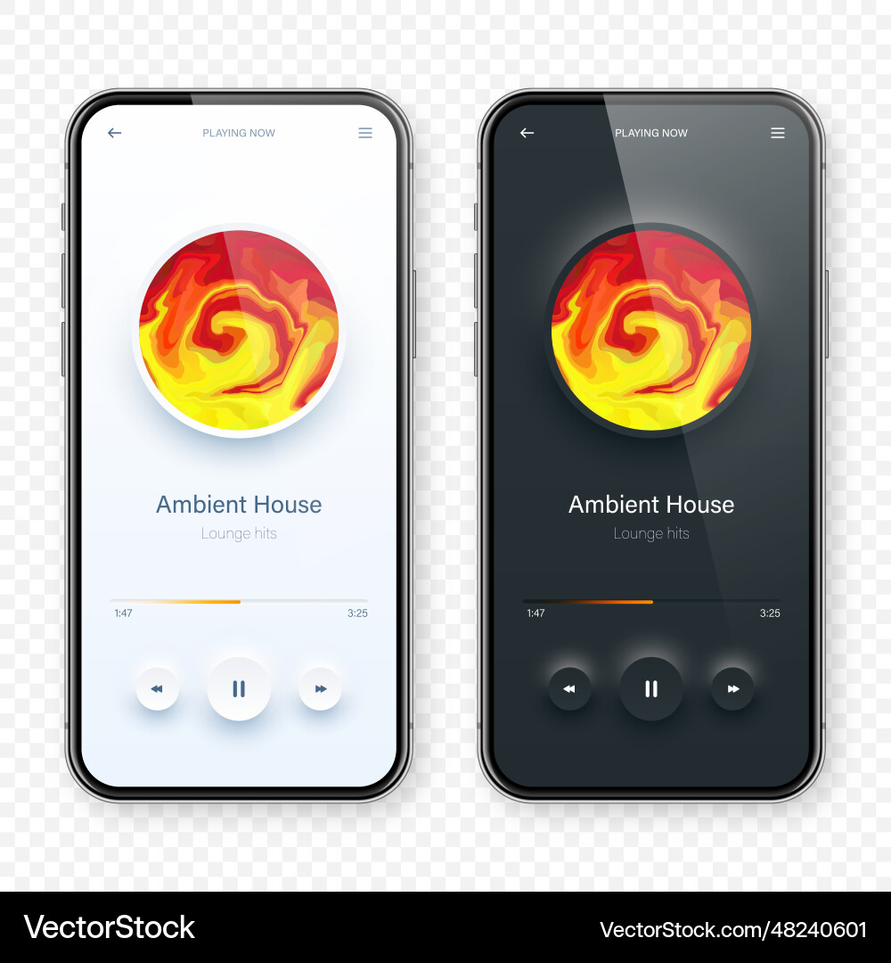 Online audio player user interface smartphone app Online audio player user interface smartphone app Vector Image