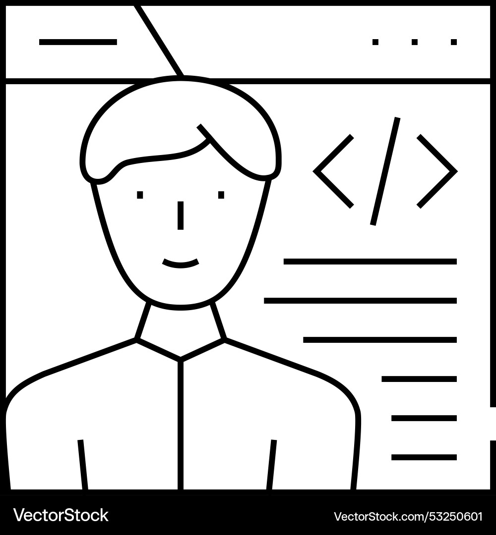 Programmer worker line icon Programmer worker line icon vector image