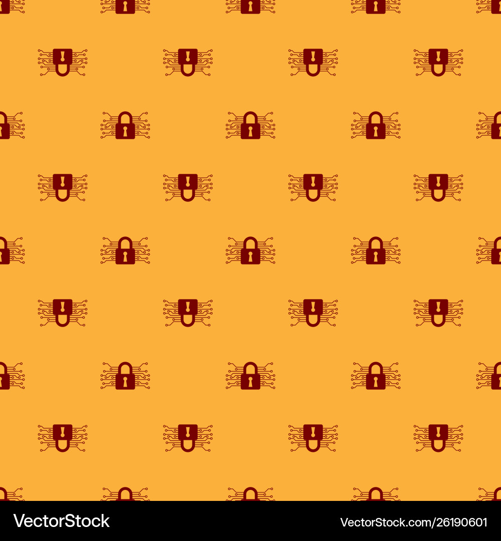 Red cyber security icon isolated seamless pattern vector image