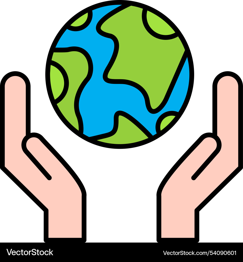 Save the planet line filled icon design vector image