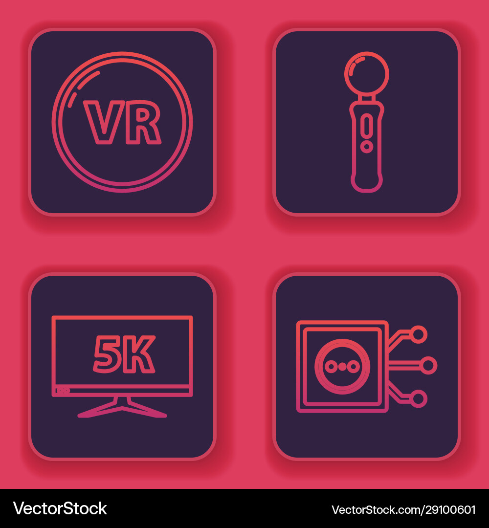 Set line virtual reality monitor display with 5k Set line virtual reality monitor display with 5k vector image
