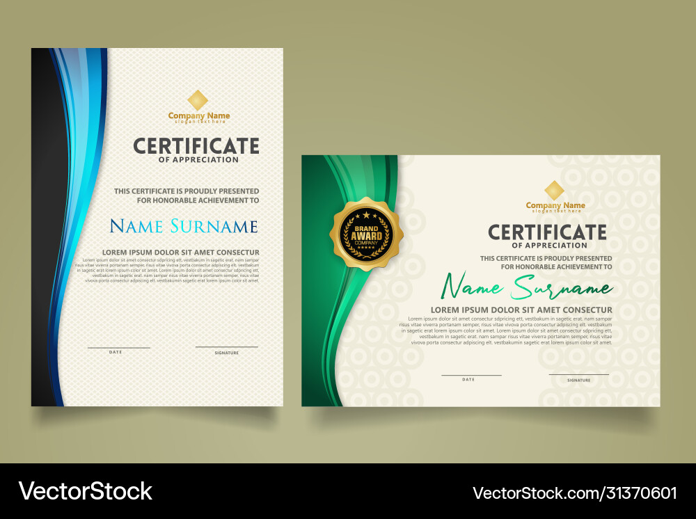 Set modern certificate template with flow lines Set modern certificate template with flow lines Vector Image