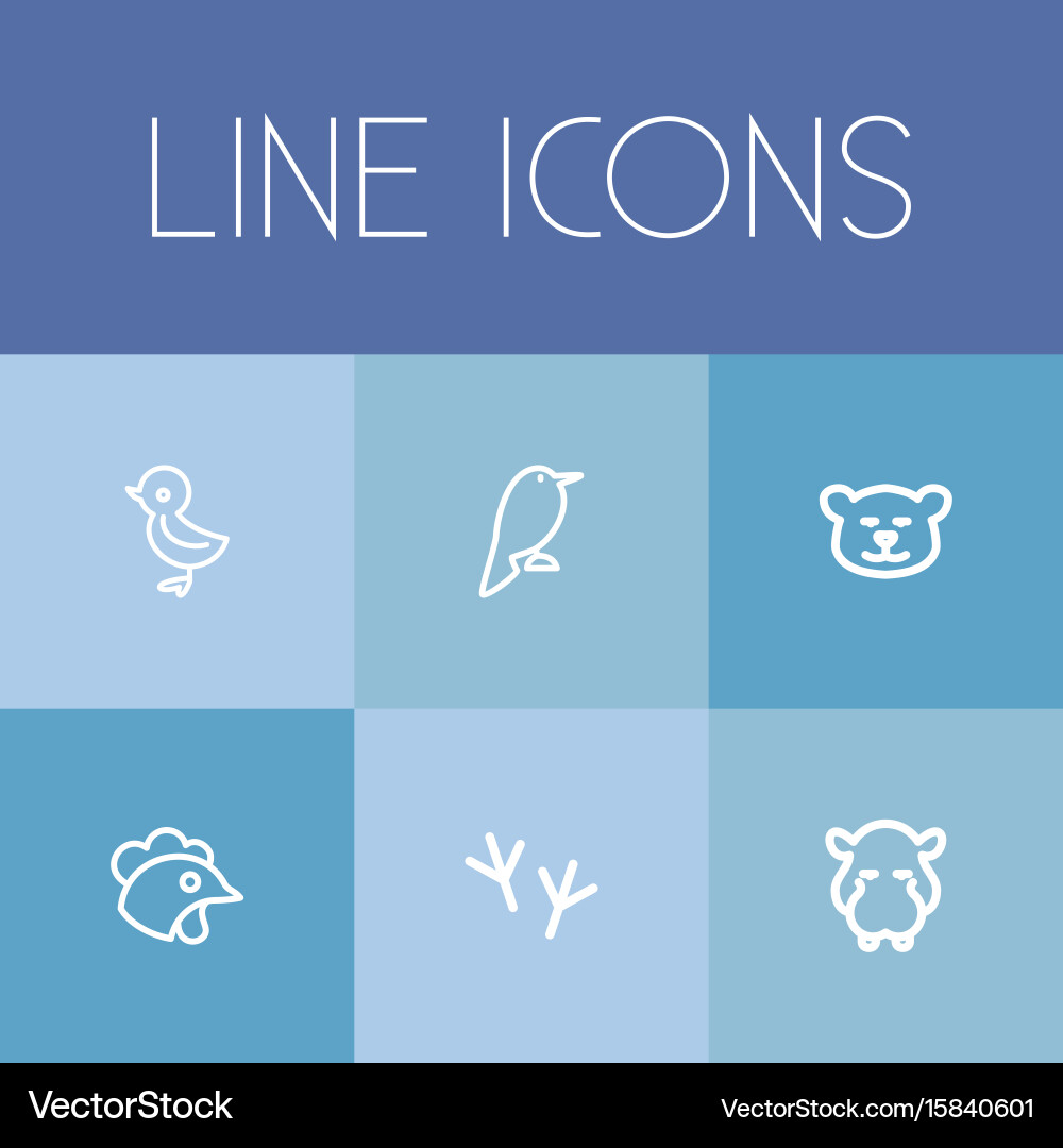 Set of 6 editable zoo icons includes symbols vector image