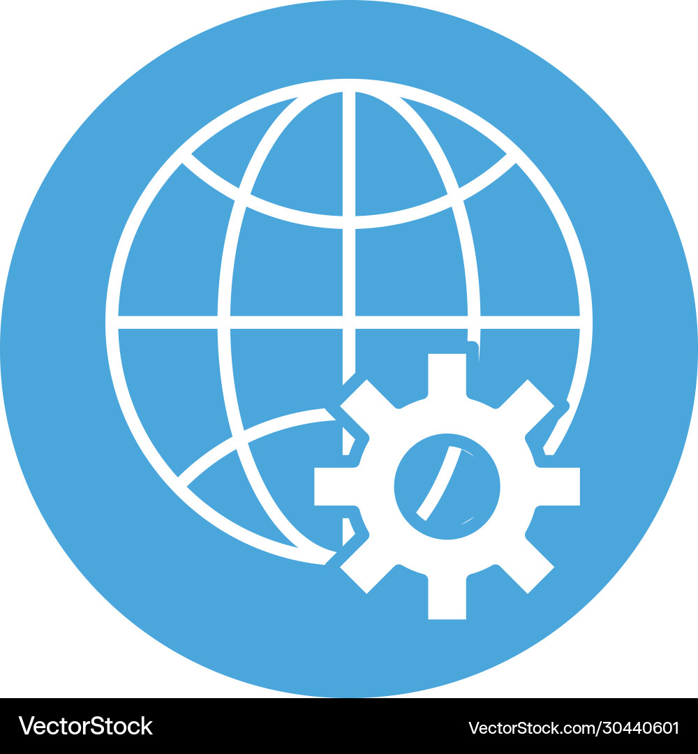 Sphere browser with gear block style icon vector image