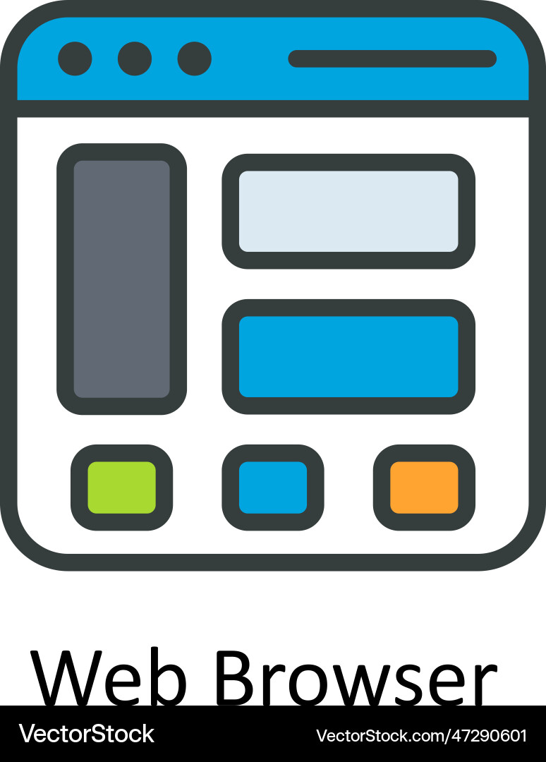 Web browser fill outline icon design illus vector image
