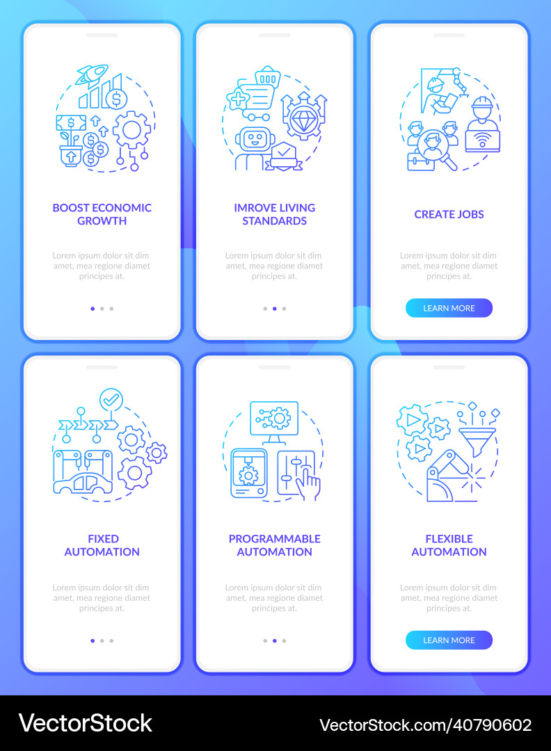 Automation systems blue gradient onboarding Automation systems blue gradient onboarding vector image