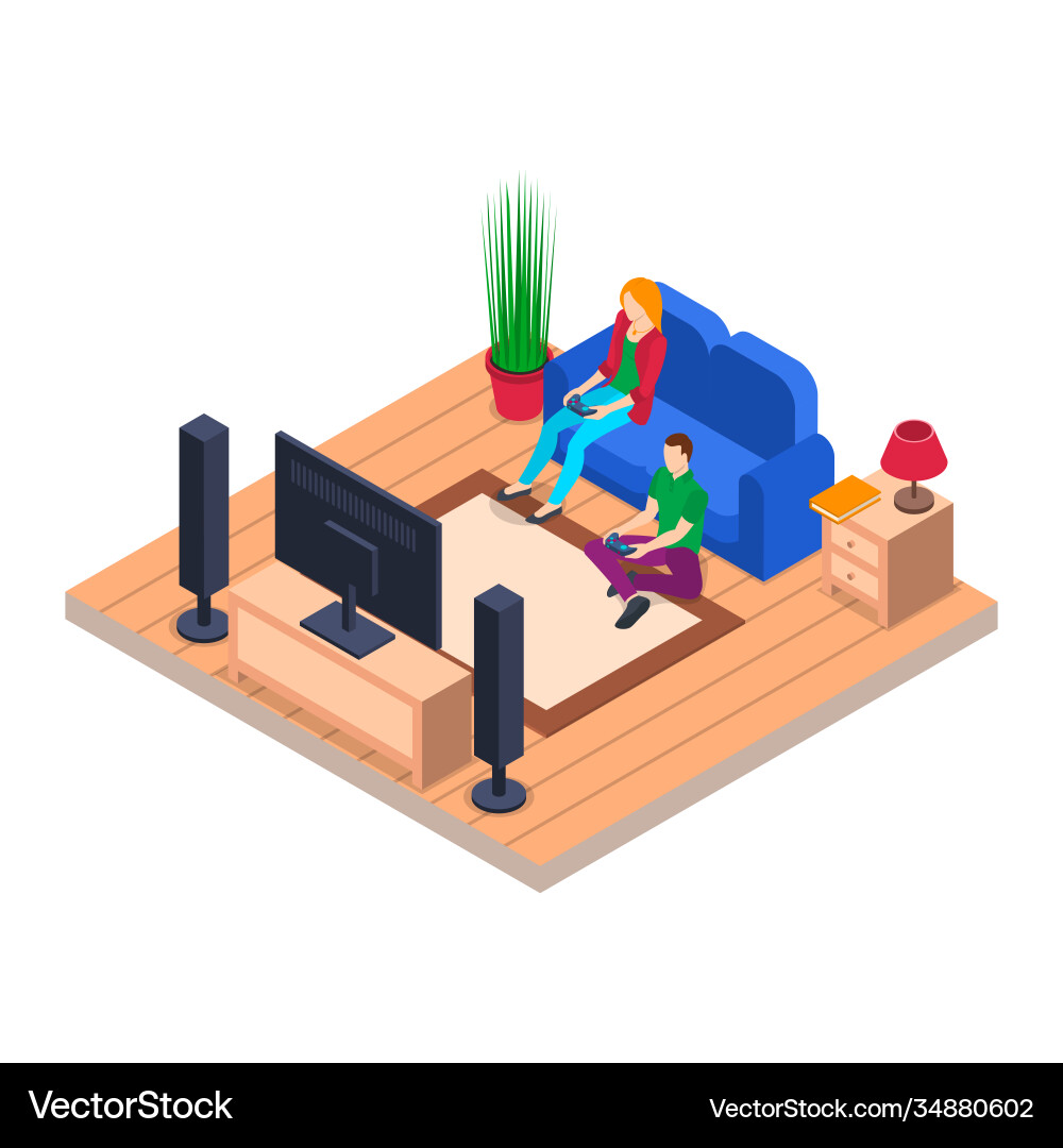 Charaktere Menschen spielen Videospiel und Interieur Charaktere Menschen spielen Videospiel und Interieur vektorbild