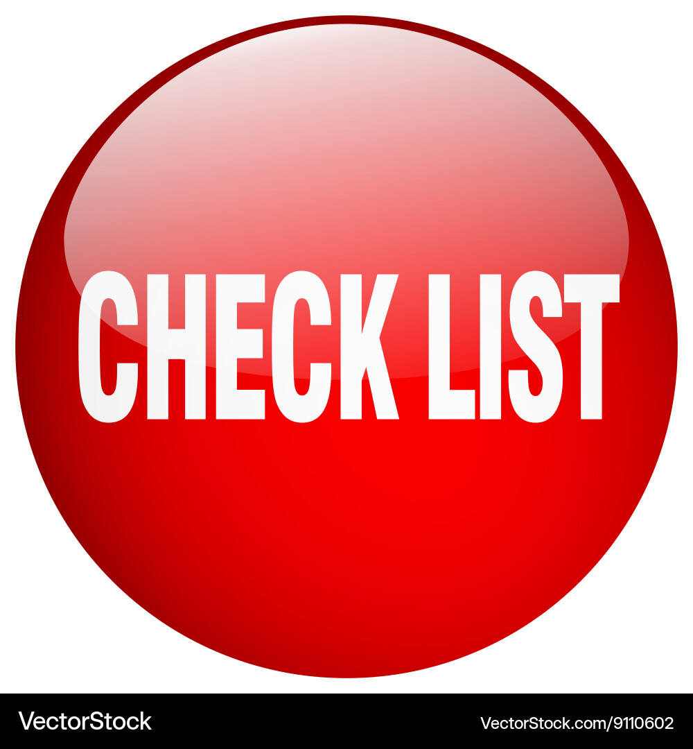 Check list red round gel isolated push button vector image