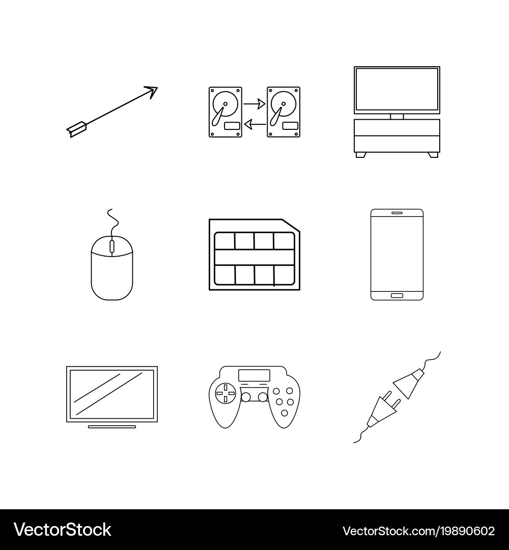 Devices linear icon set simple outline icons Vector Image