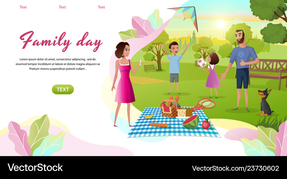 Familientag Cartoon Landing Seite Vorlage Familientag Cartoon Landing Seite Vorlage vektorbild