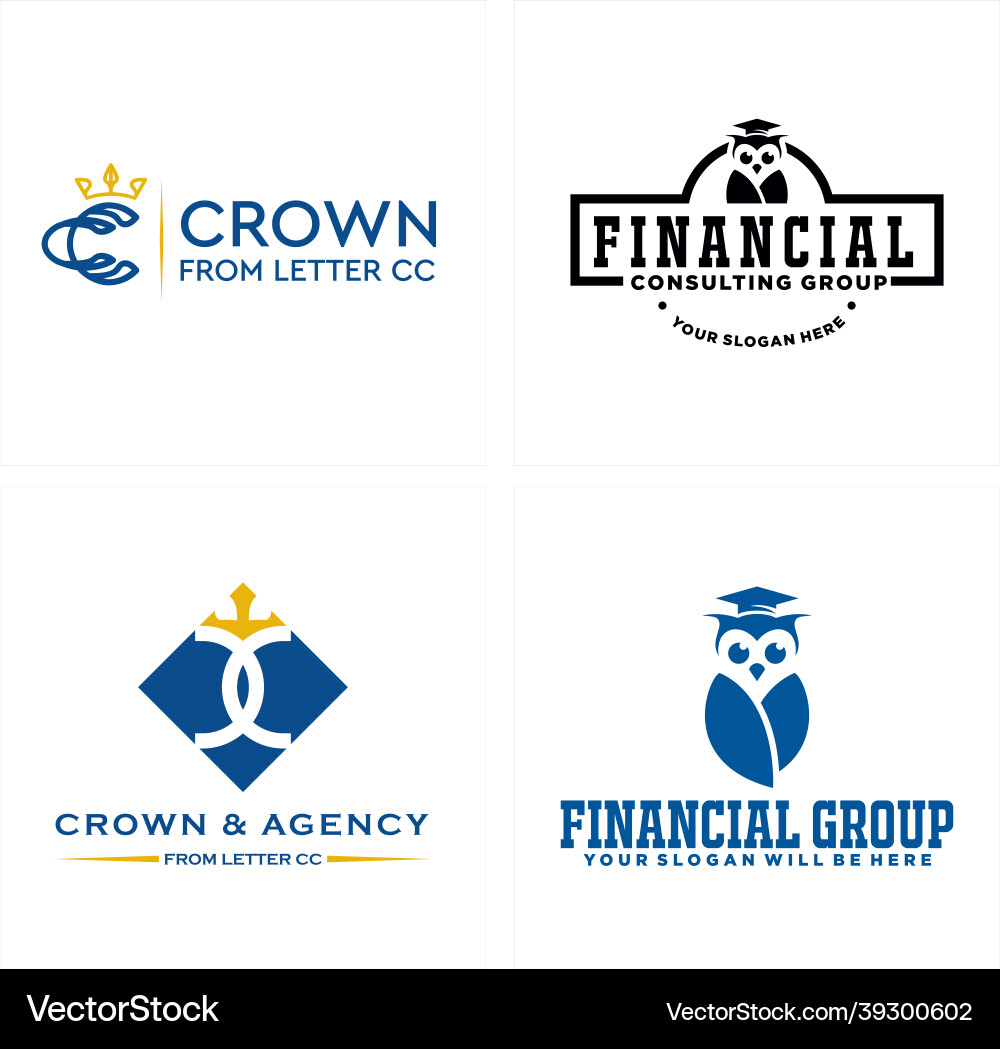 Financial education agency owl logo design Financial education agency owl logo design vector image