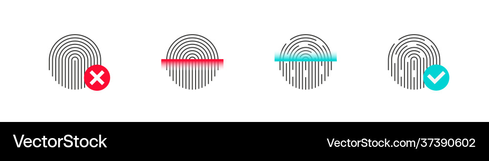 Fingerprint scan set types Fingerprint scan set types vector image