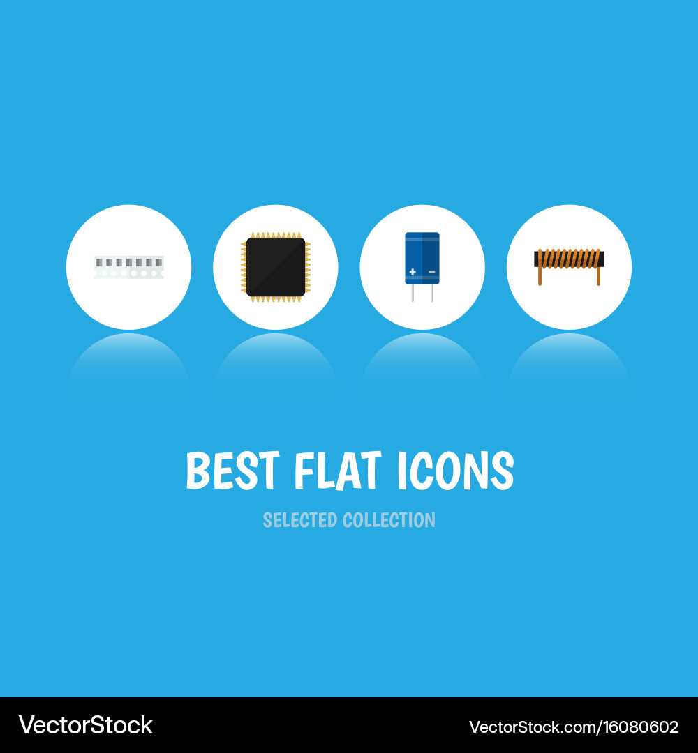 Flat icon technology set of cpu memory vector image