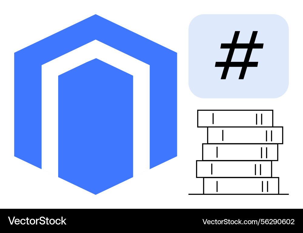 Hexagonal abstract shape metadata tag in box Hexagonal abstract shape metadata tag in box vector image