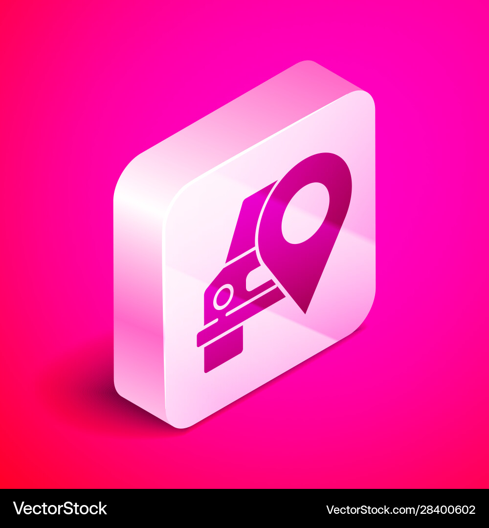 Isometric map pointer with taxi icon isolated Isometric map pointer with taxi icon isolated vector image