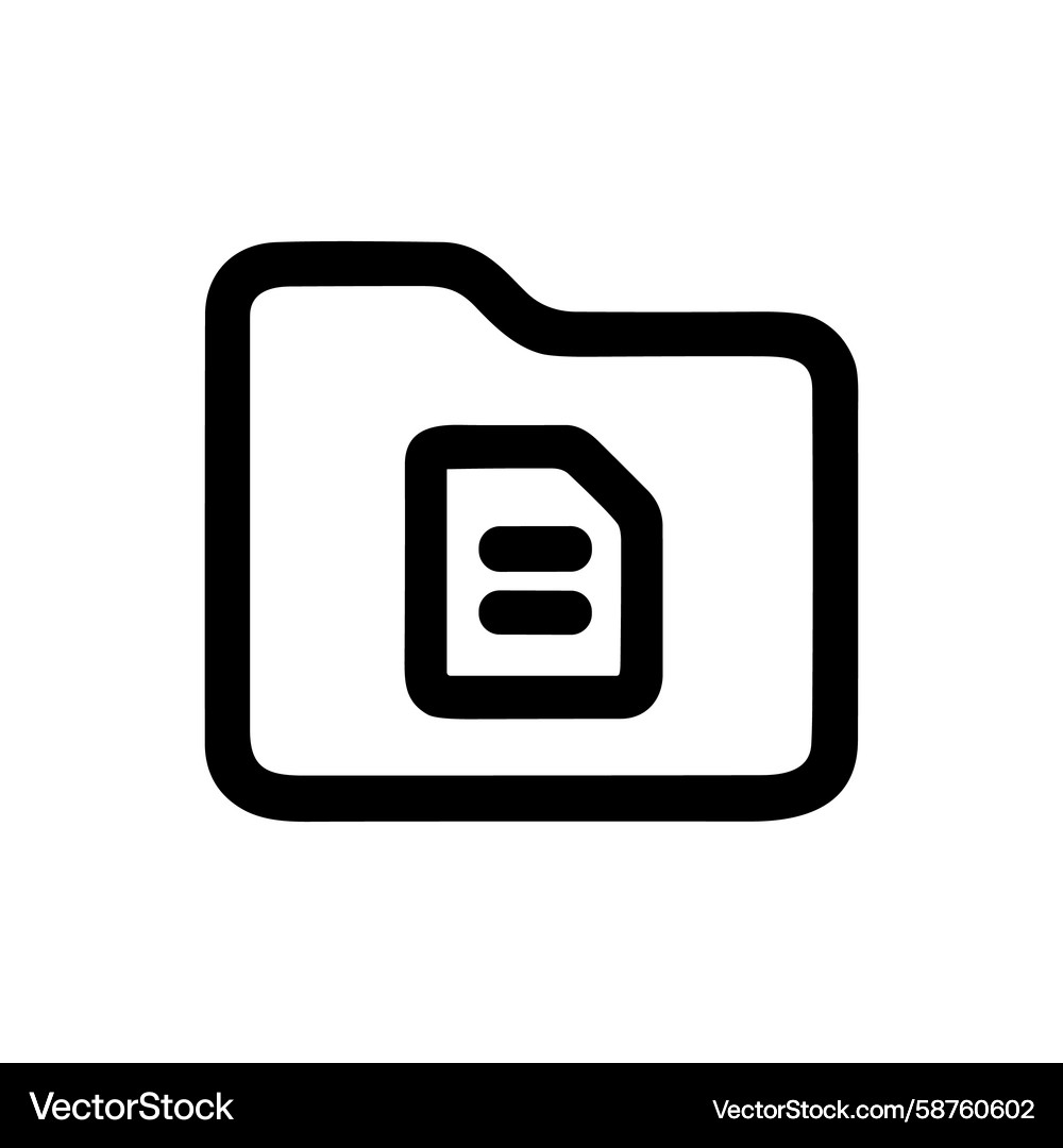 Line Style Folder with Document Icon Vector Image