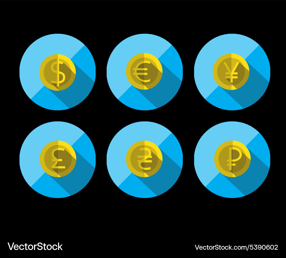 Money flat icon set for web and mobile application vector image