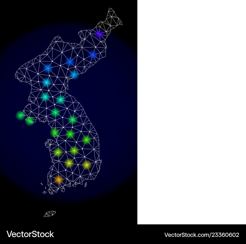 Polygonal network mesh map of korea with colorful Polygonal network mesh map of korea with colorful vector image