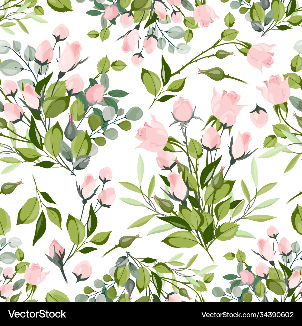 Romantic Rose Seamless Pattern Vector Image