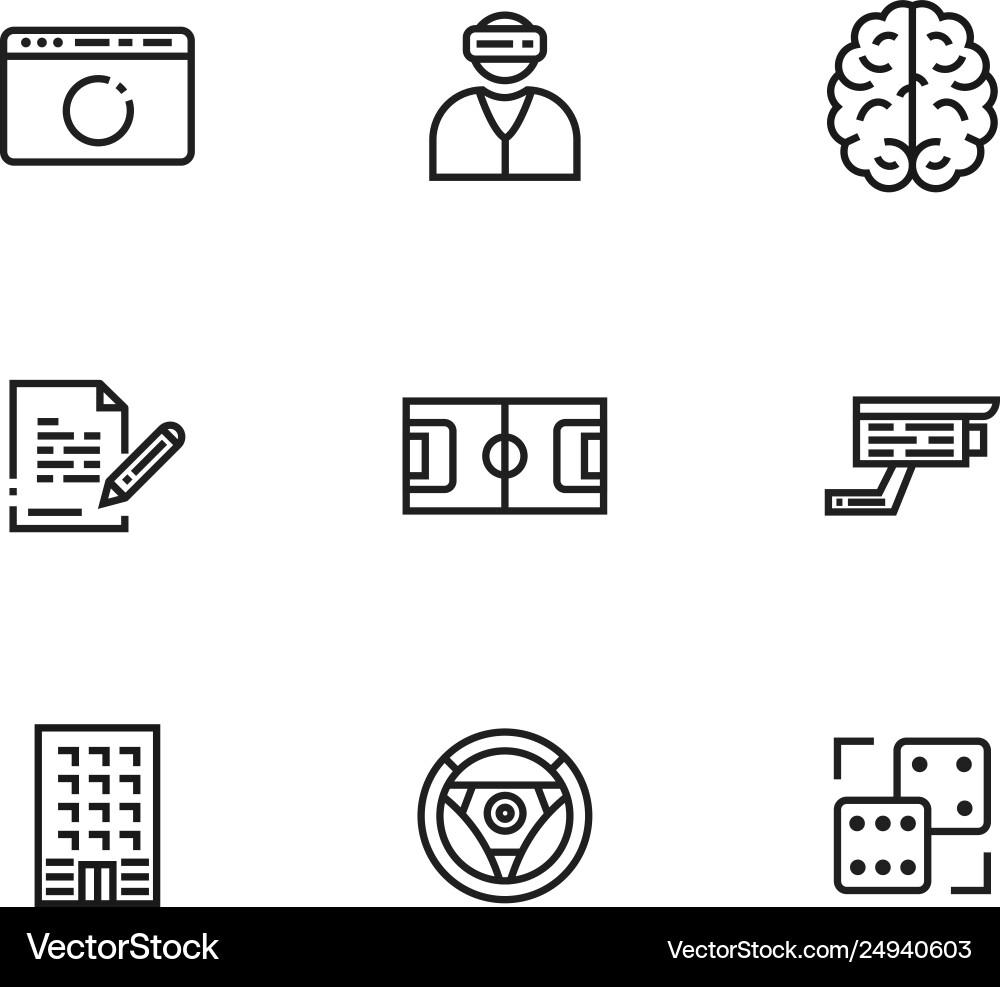 9 line icons set for web and user interface vector image