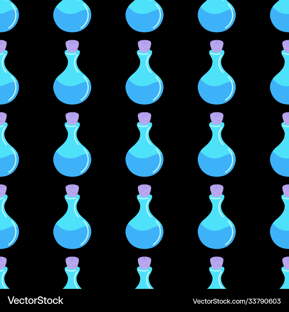 Bottles with elixir seamless pattern vector image