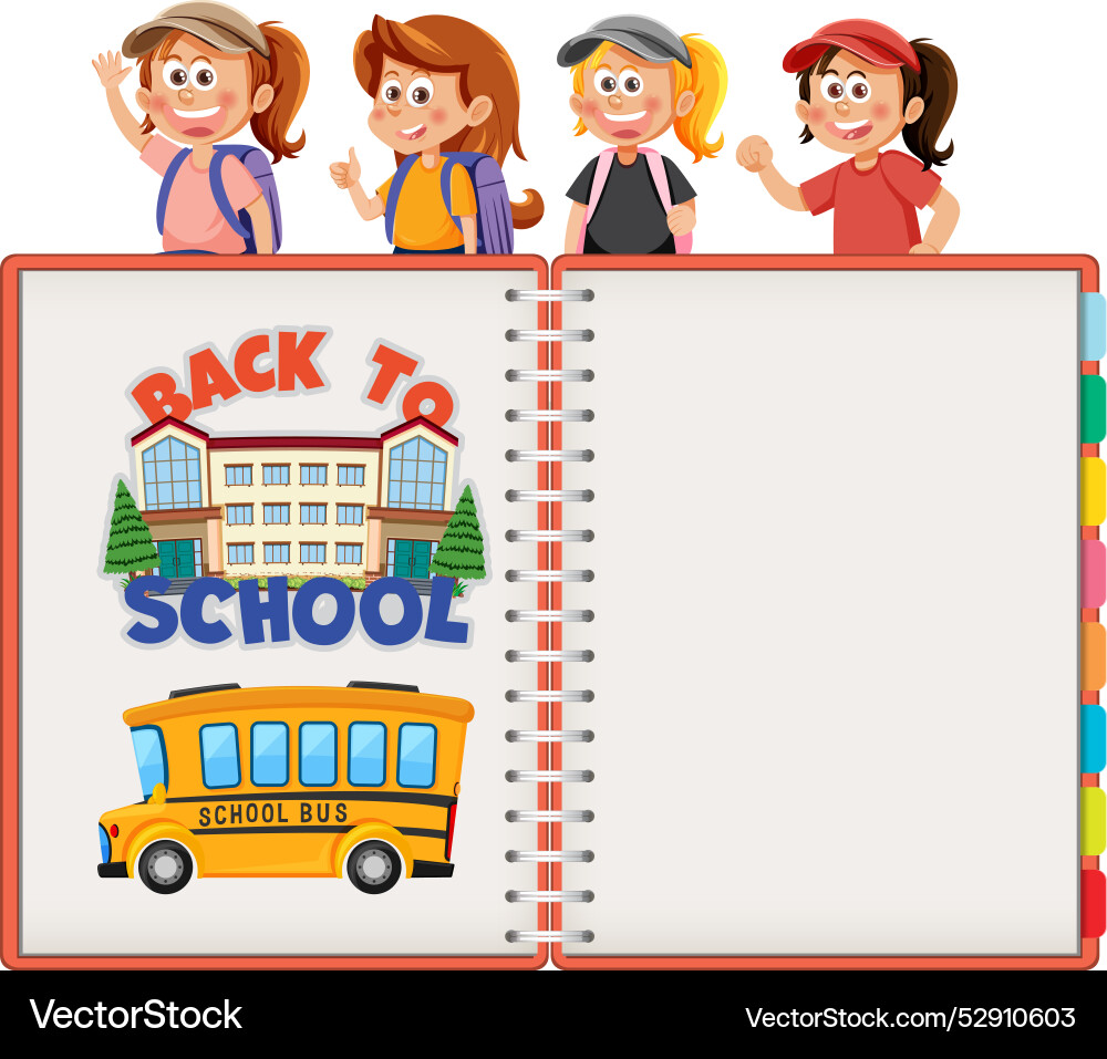 Children ready for school with a notebook Children ready for school with a notebook vector image