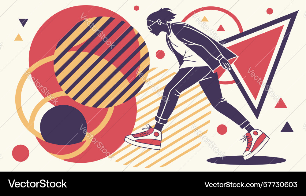 Dynamic runner abstract circles lines motion Vector Image