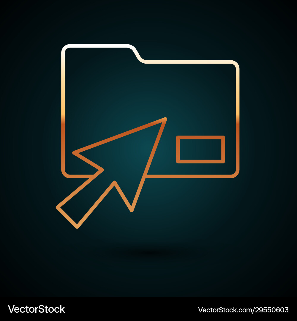 Gold line cursor click document folder icon Gold line cursor click document folder icon vector image