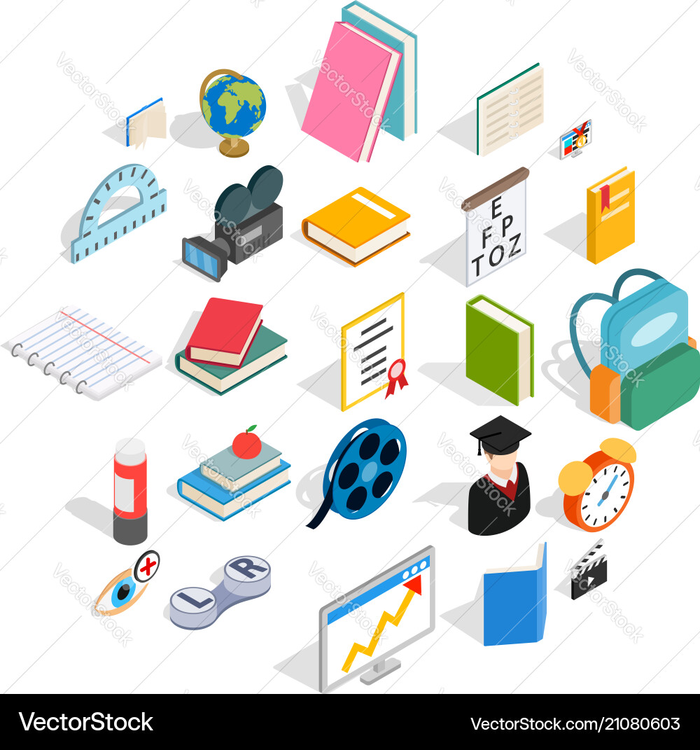 Knowledge icons set isometric style Knowledge icons set isometric style vector image