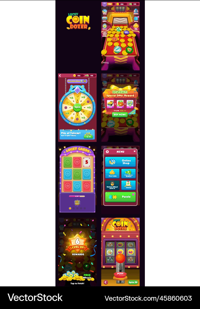 Komplettes Set von Level-Taste Spiel ui Pop-up-Symbol vektorbild