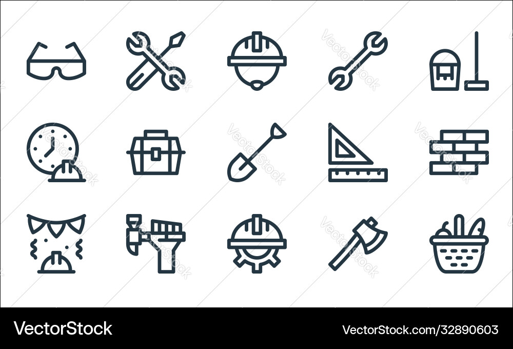 Labour day line icons linear set quality Labour day line icons linear set quality vector image