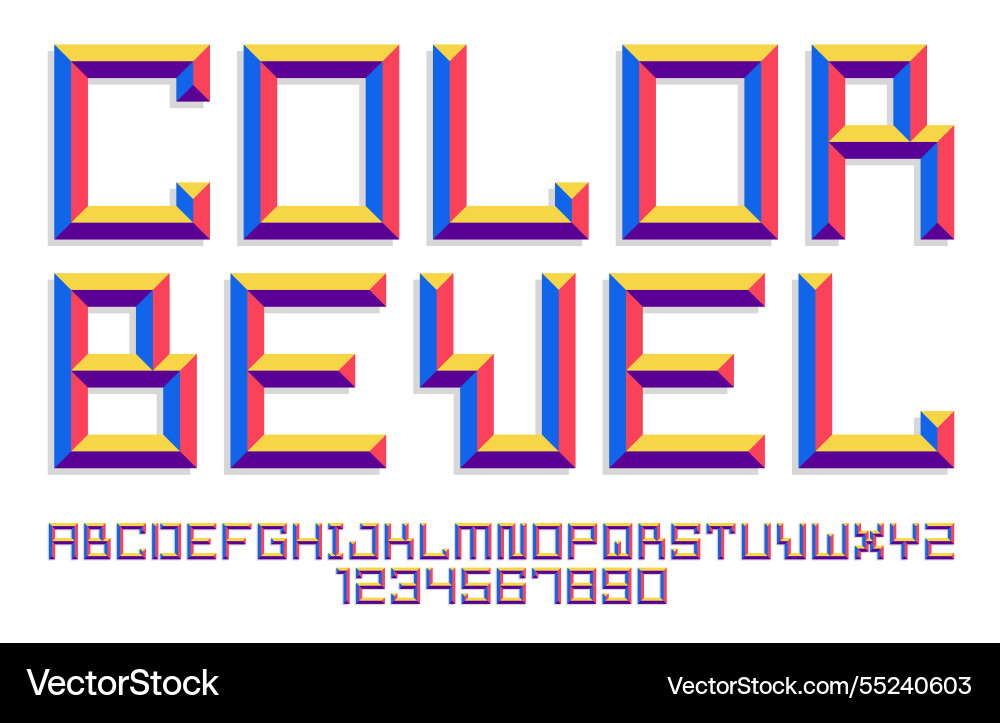 Minimal geometric cyberpunk font with facet Minimal geometric cyberpunk font with facet vector image