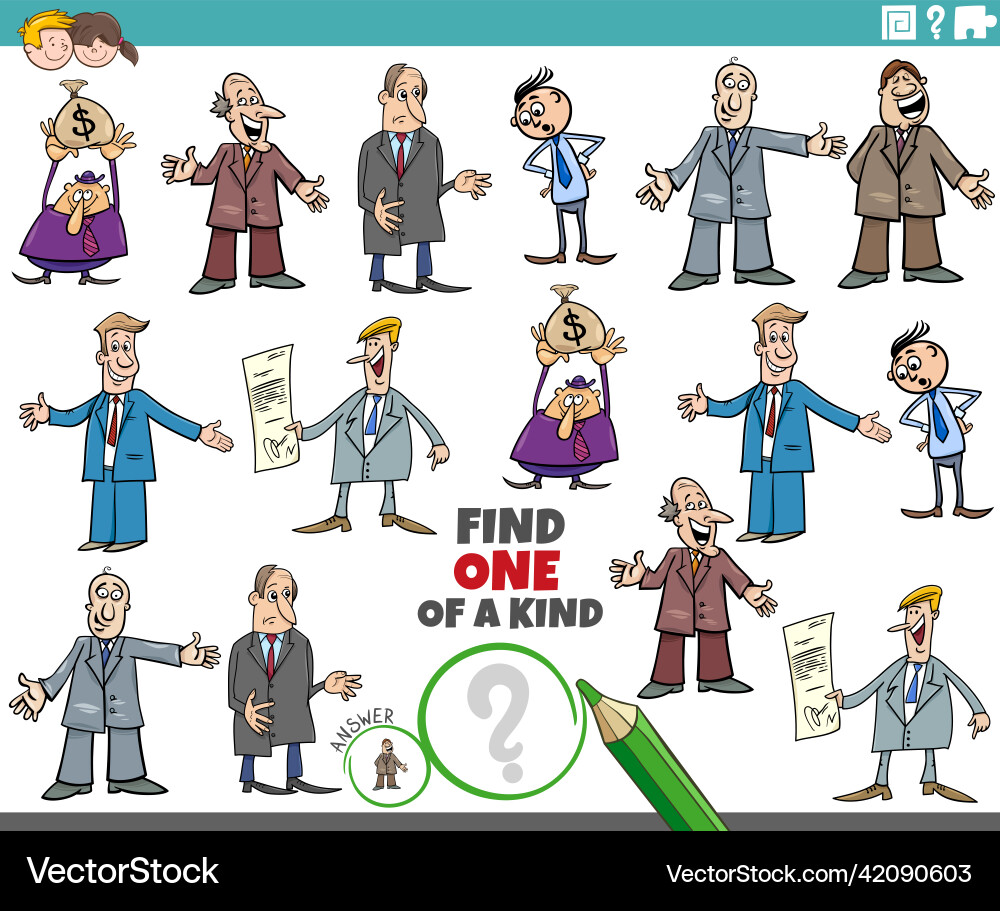 One of a kind game with comic businessmen One of a kind game with comic businessmen vector image