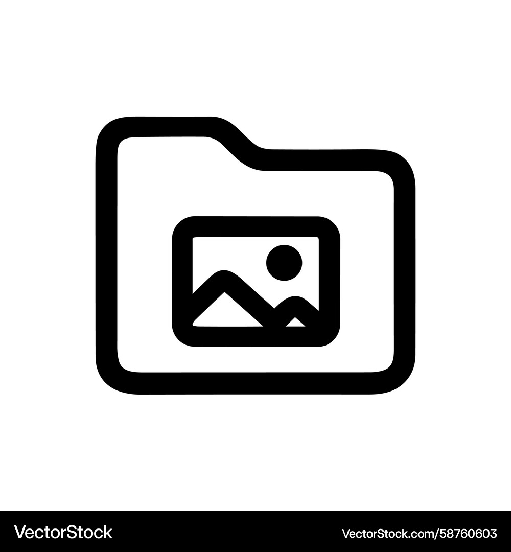 Outline Folder with Picture Icon Vector Image