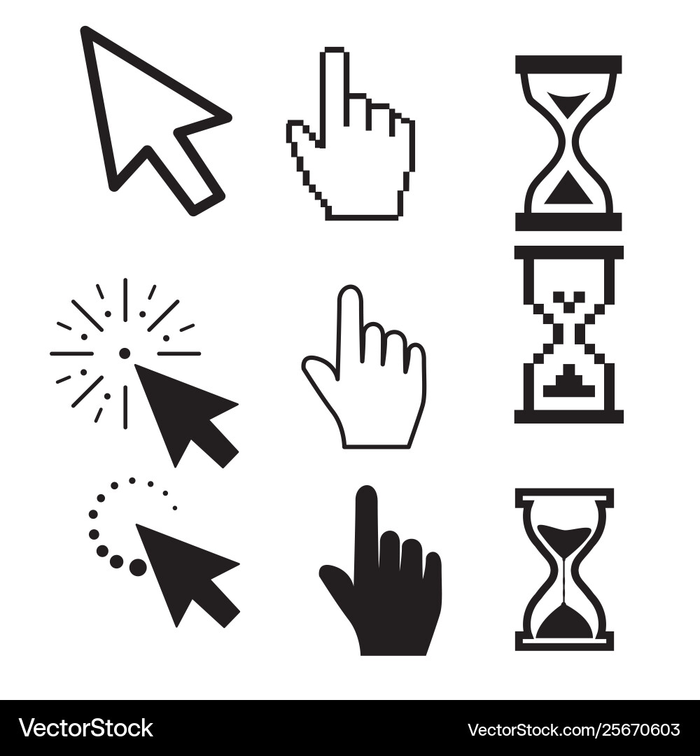 Set flat modern cursor icons Set flat modern cursor icons vector image