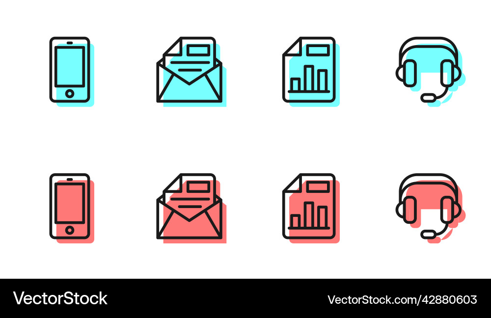 Set line document with graph chart mobile phone Set line document with graph chart mobile phone vector image