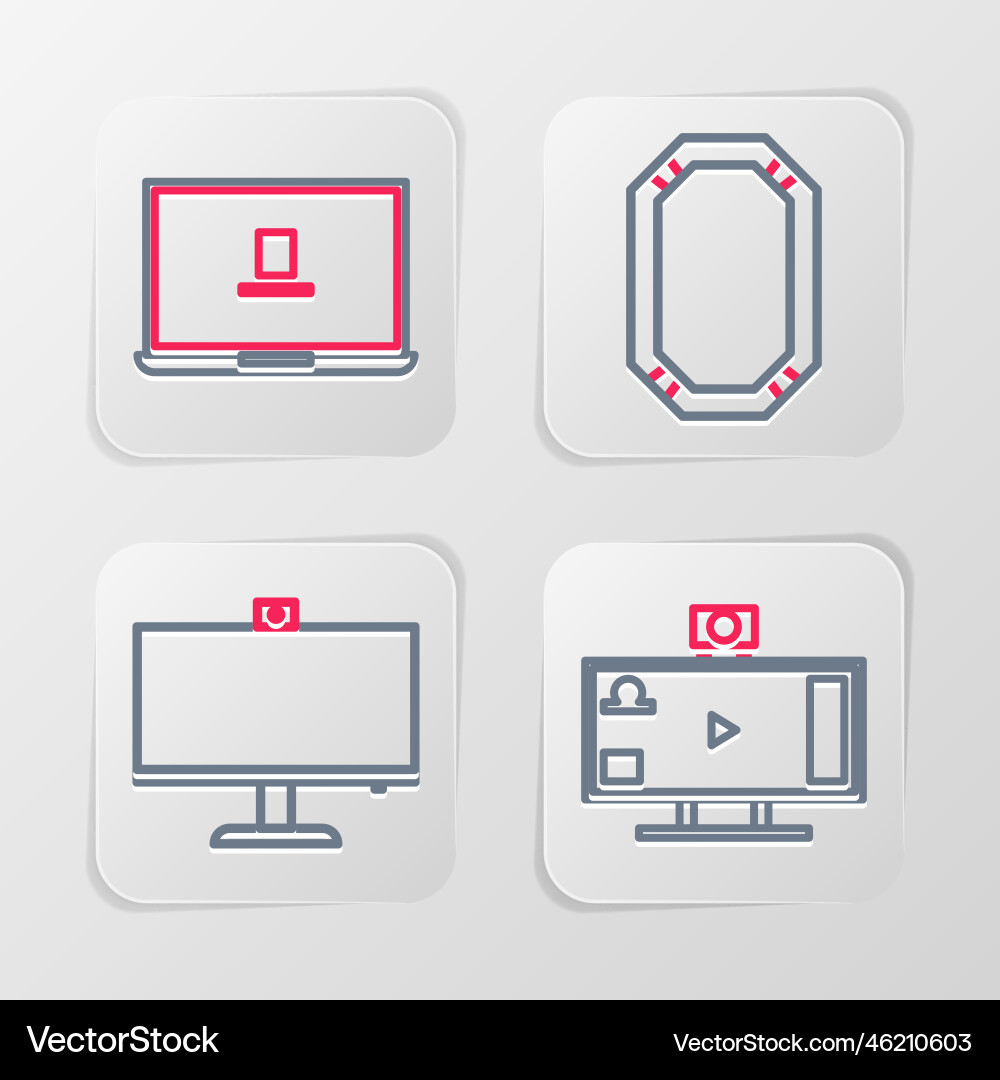 Set line live streaming online computer monitor Vector Image