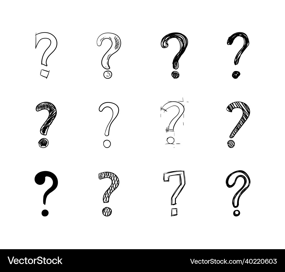 Set of drawn questions marks isolated Set of drawn questions marks isolated vector image