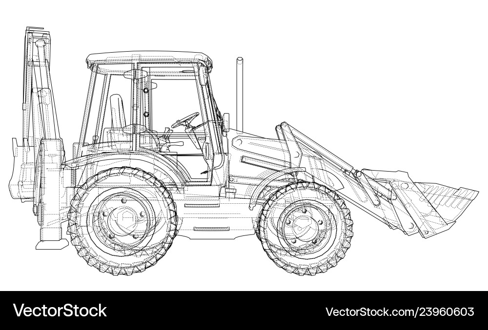 Sketch of loading shovel with back actor Sketch of loading shovel with back actor vector image