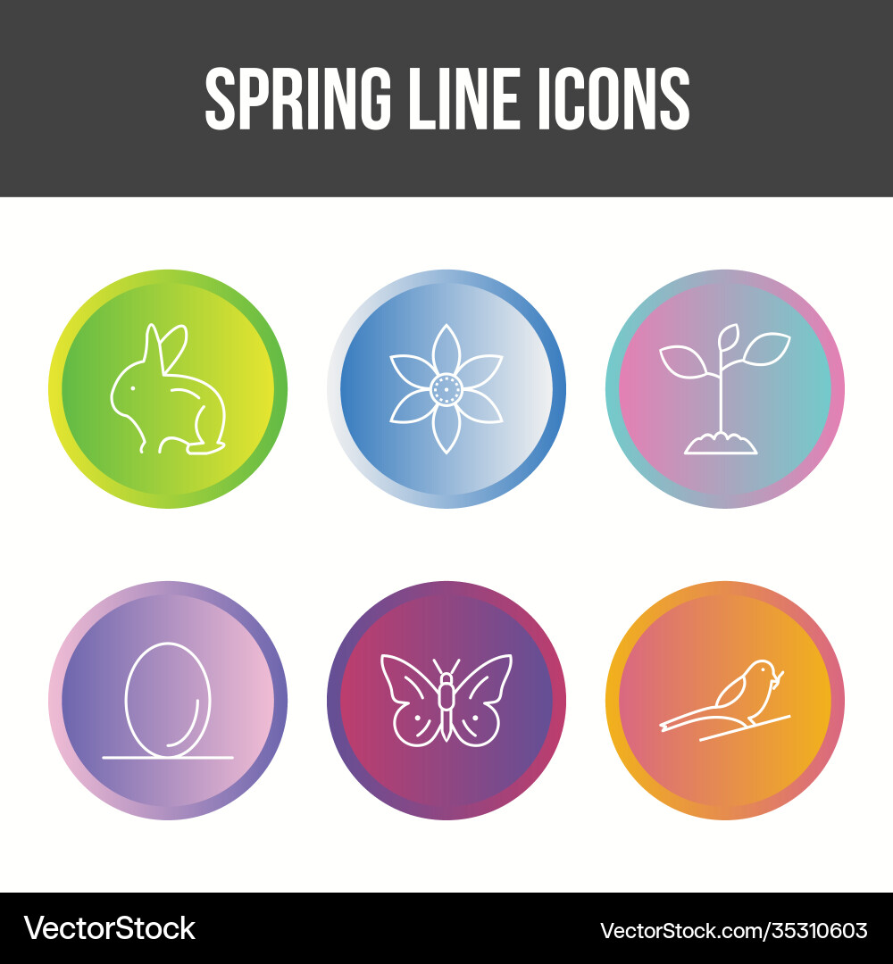 Spring line icon set vector image