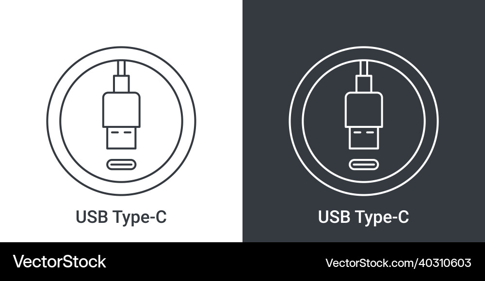Usb type c port icon socket plug in Usb type c port icon socket plug in vector image