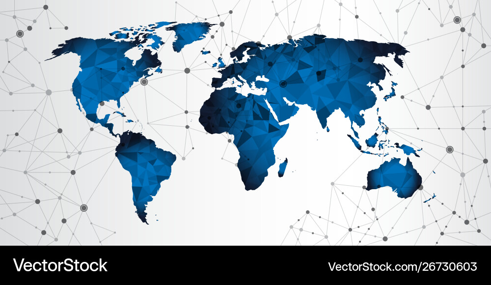 World map triangle geometric connection World map triangle geometric connection vector image
