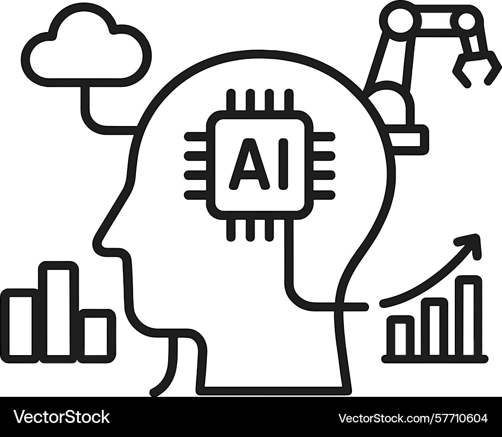 Artificial intelligence concept using machine Artificial intelligence concept using machine vector image