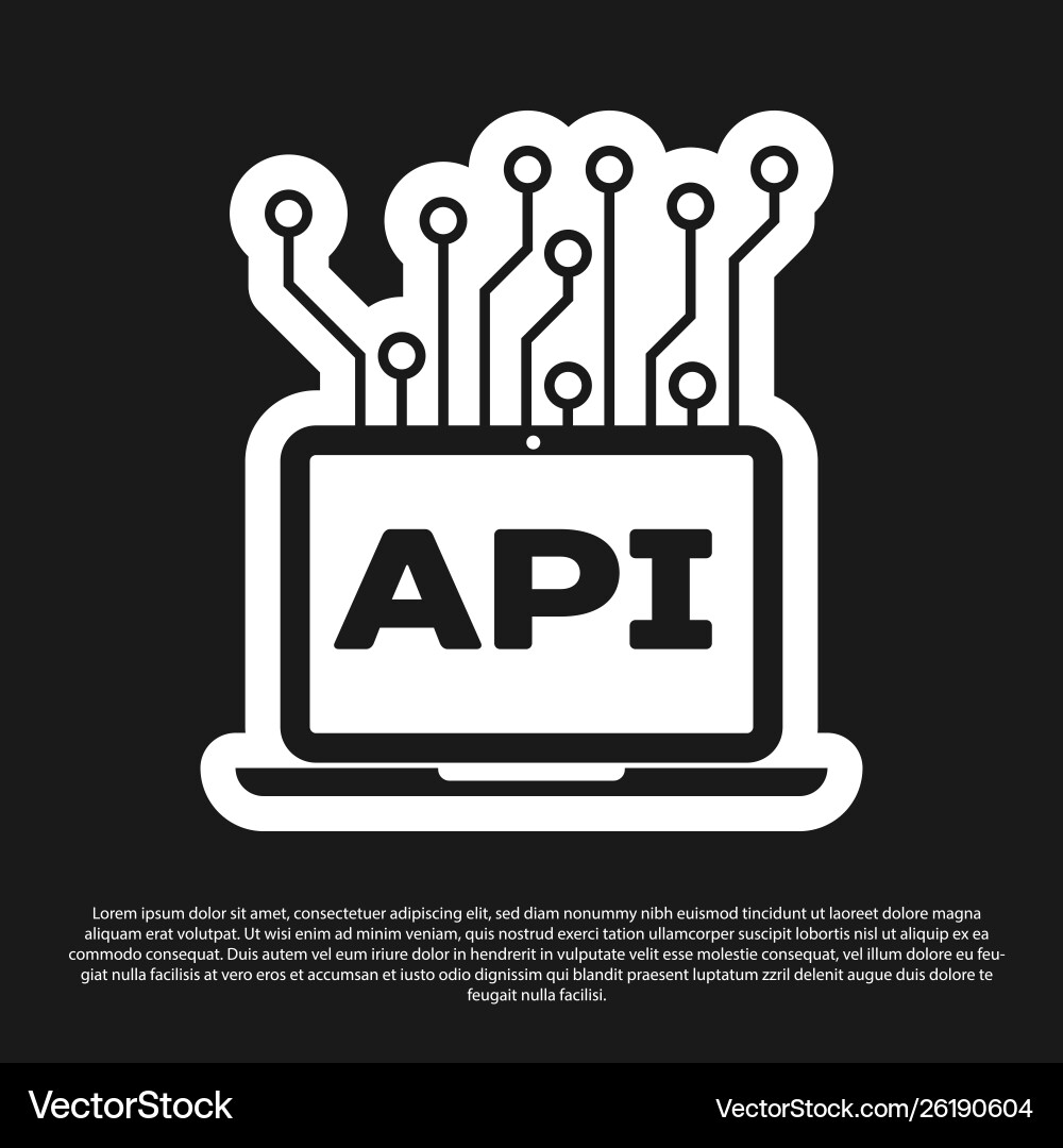 Black computer api interface icon isolated Black computer api interface icon isolated Vector Image