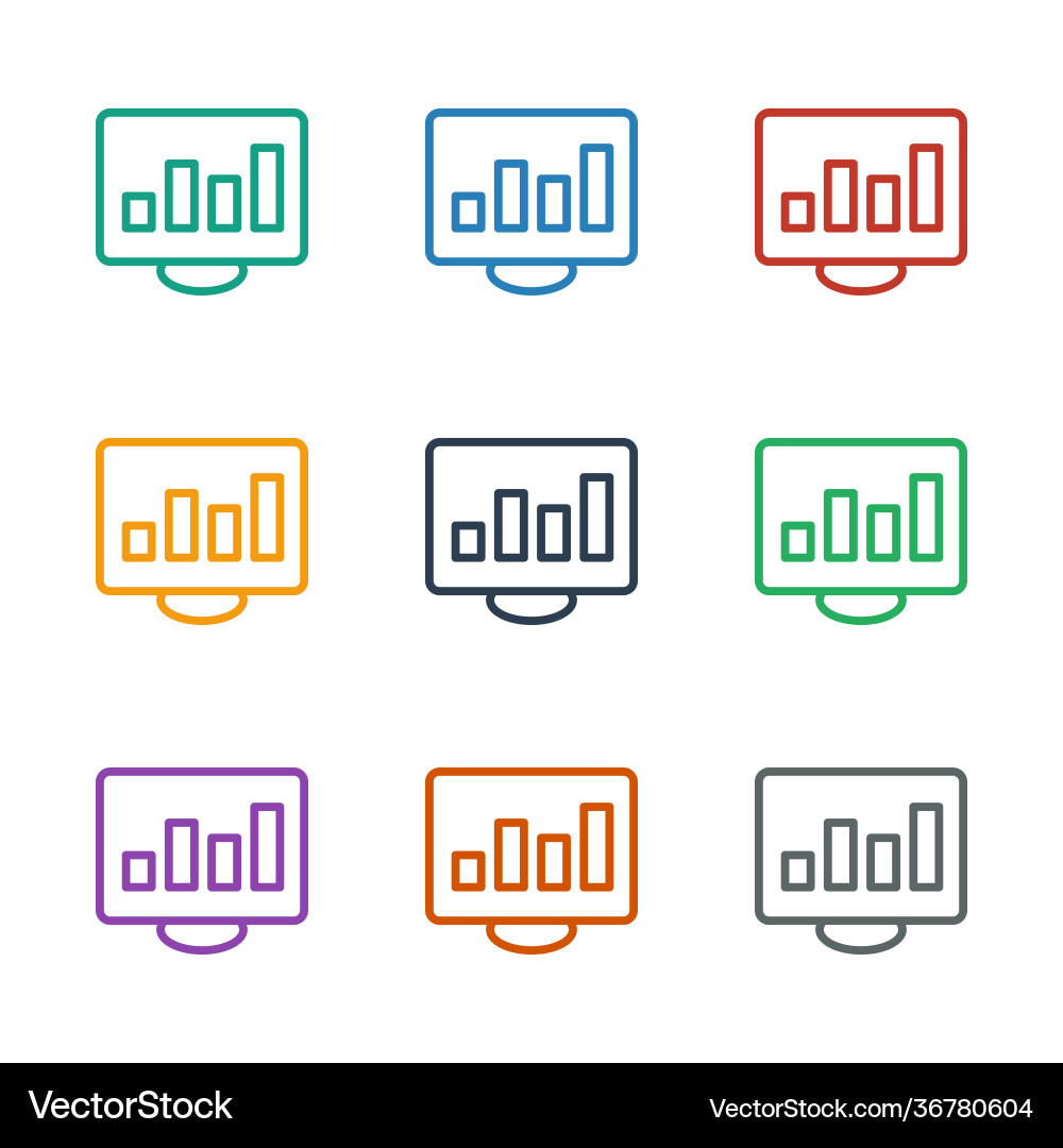 Chart on display icon white background vector image