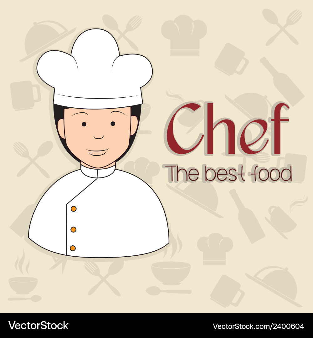 Chef icon over pattern background vector image