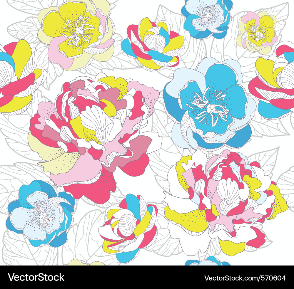 Colorful Floral Seamless Pattern vector image